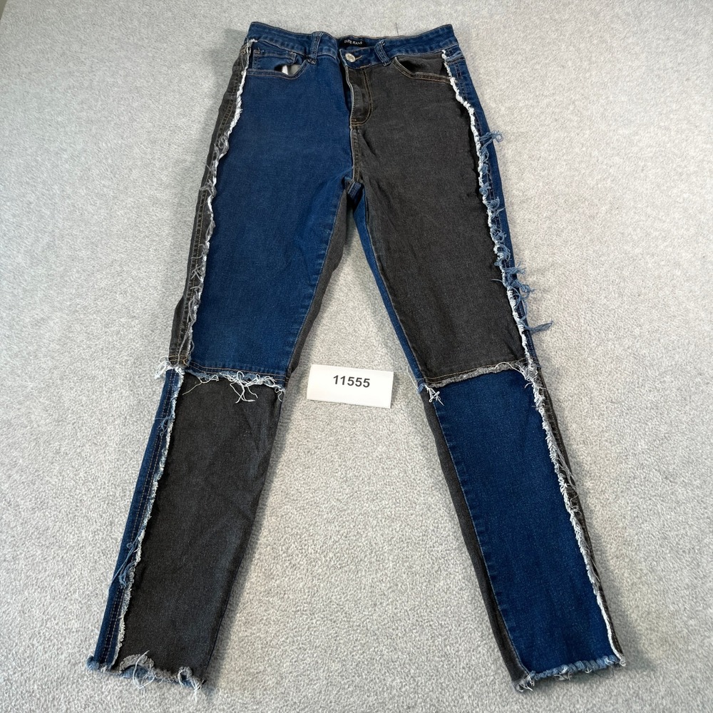 Elite Jeans Womens Colorblock Skinny Frayed Seam Denim PT22096 Blue Size 9/29